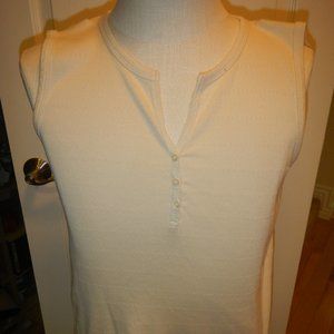 Henley style sleevless top - Cream